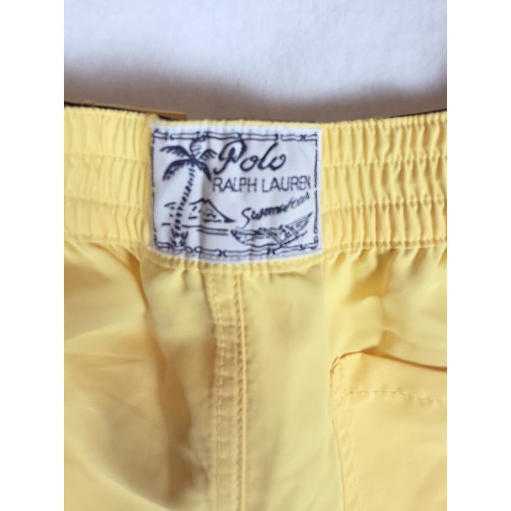 Polo Ralph Lauren Boys S (8) Yellow Swim Trunks Blue Pony YOUTH